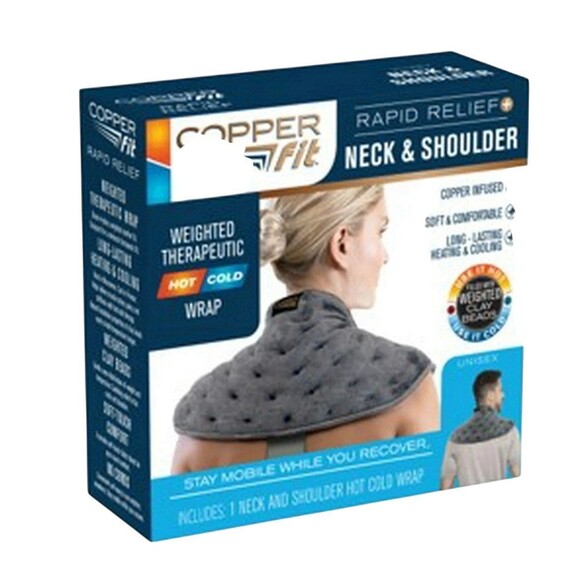 Copper Fit Rapid Relief Neck & Shoulder - Weighted Therapeutic Hot/Cold Wrap - Picture 1 of 6